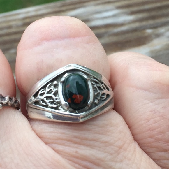 Tree of life Ring .925 Sterling Silver w/ genuine Bloodstone gem USA - Picture 10 of 10
